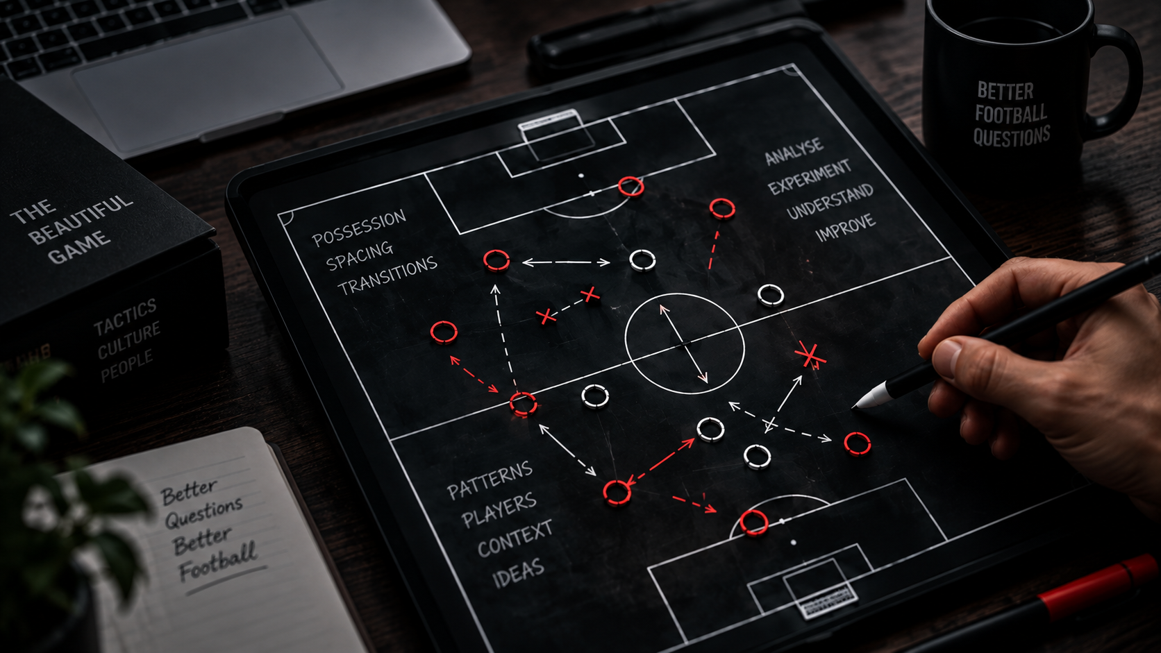 Football tactics board with tactical markings